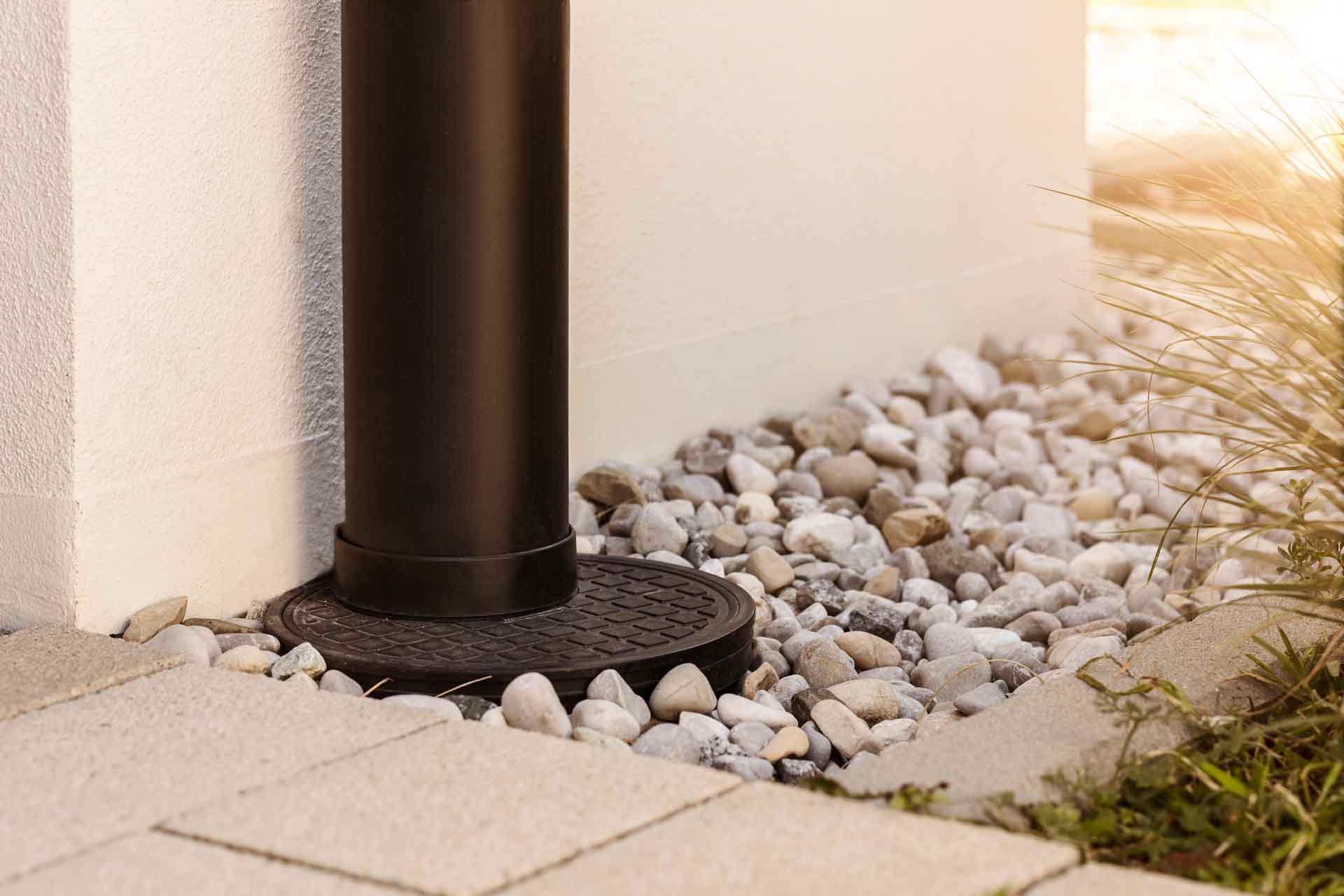 Close up on French drain
