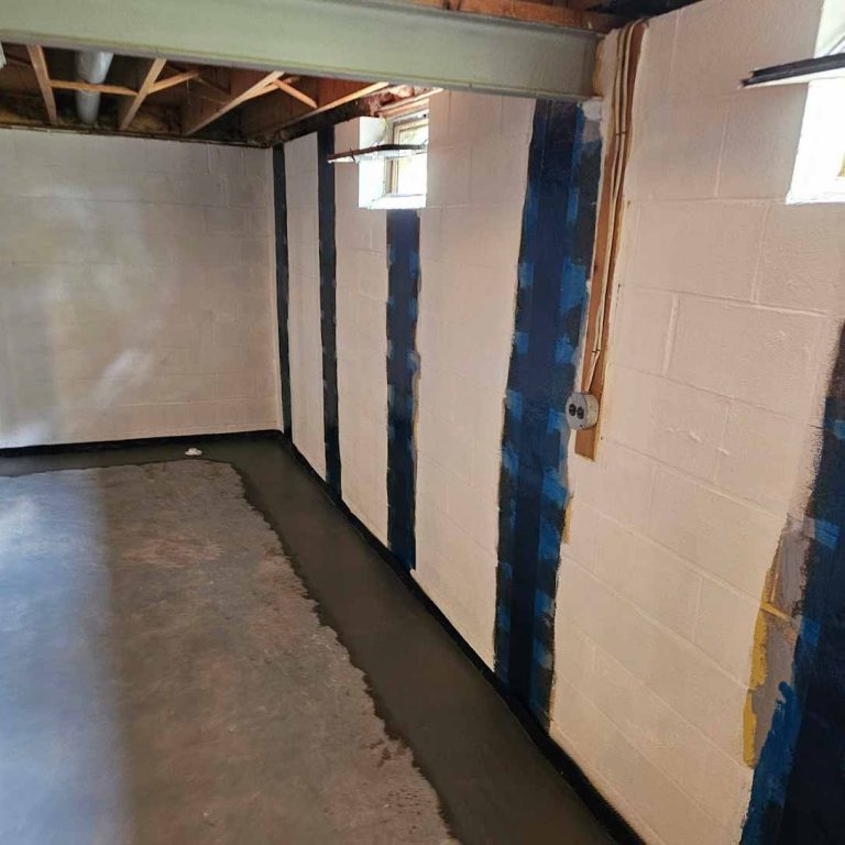 Repaired foundation damage in basement