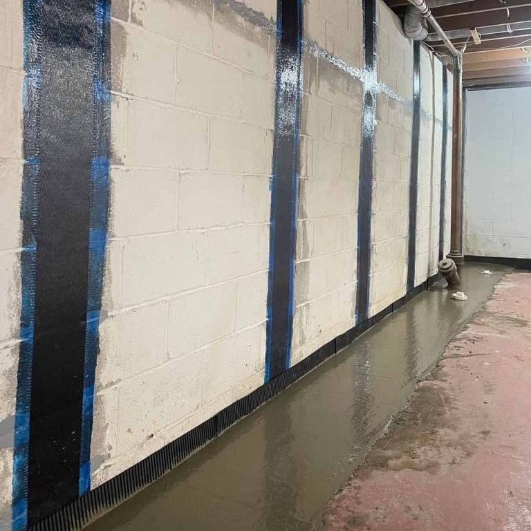 Repaired foundation damage in basement